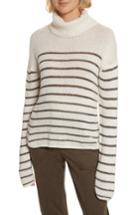 Women's A.l.c. Elisa Metallic Stripe Turtleneck Sweater - White