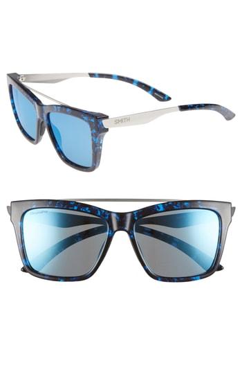 Women's Smith The Runaround 55mm Chromapop(tm) Polarized Sunglasses - Blue Tortoise