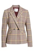 Women's 1901 Double Breasted Plaid Blazer - Red