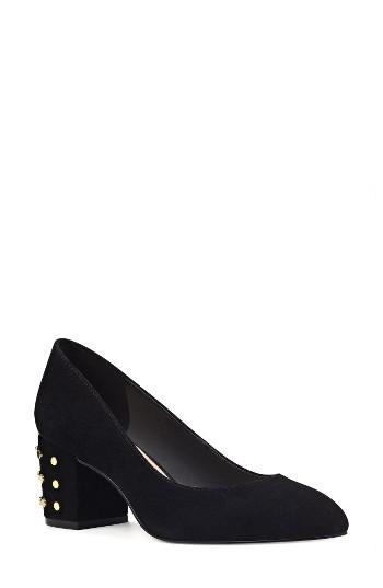 Women's Nine West Cerys Studded Block Heel Pump M - Black