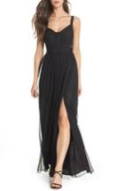 Women's Adrianna Papell Ribbon Bodice Point D'esprit Gown - Black