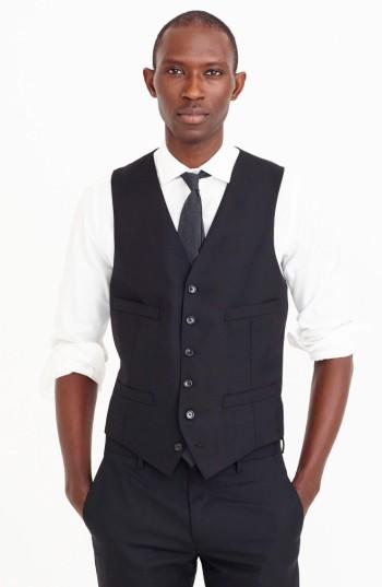 Men's J.crew Ludlow Trim Fit Solid Wool Vest - Black