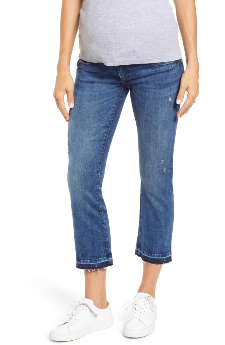 Women's Dl1961 Lara Released Hem Crop Flare Maternity Jeans - Blue