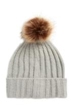 Women's Bp. Pompom Ribbed Beanie - Grey