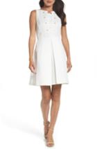 Petite Women's Tahari Jacquard Fit & Flare Dress P - White