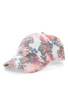 Women's August Hat Caps Off Floral Baseball Cap - White