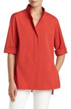 Women's Lafayette 148 New York Dylan Cotton Blend Blouse - Red