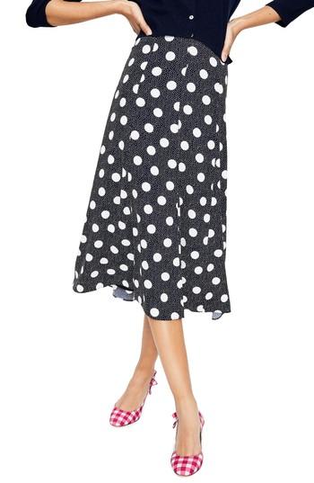 Women's Boden Floaty Polka Dot Midi Skirt - Blue