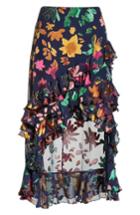 Women's Alice + Olivia Sasha Asymmetrical Tiered Ruffle Skirt - Blue