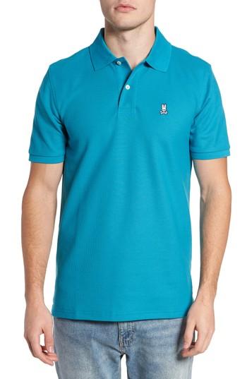 Men's Psycho Bunny Classic Logo Applique Polo (xxl) - Blue/green