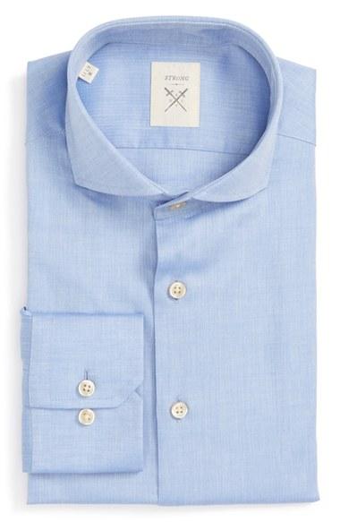 Men's Strong Suit 'espirit' Trim Fit Herringbone Dress Shirt
