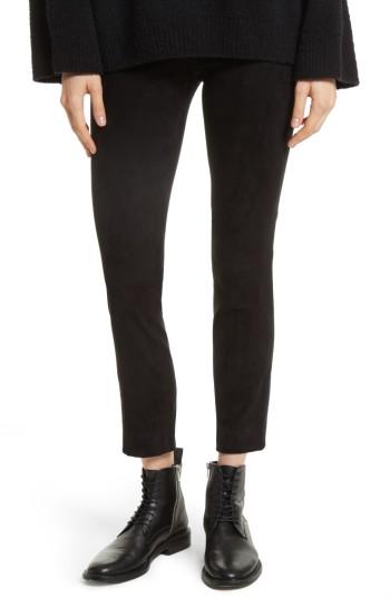 Women's Vince Stretch Suede Crop Pants - Black