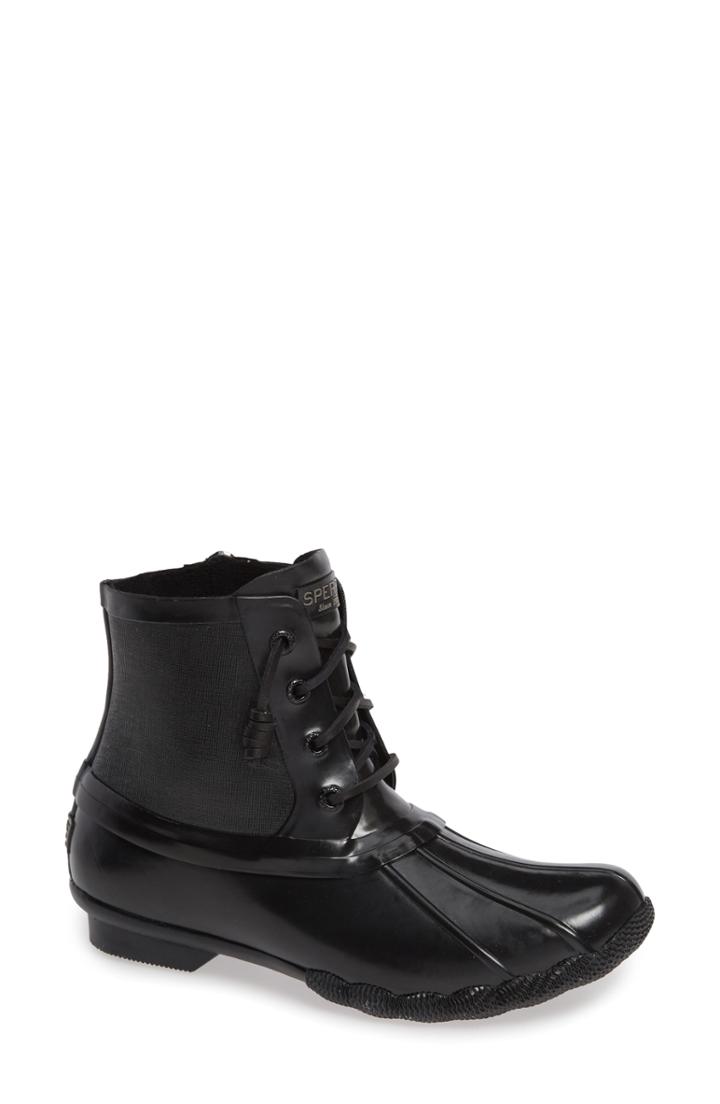 Women's Sperry Flooded Rubber Saltwater Bootie M - Black