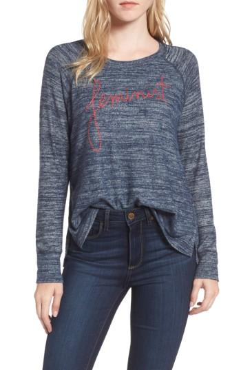 Women's Sundry Feminist T-shirt - Blue