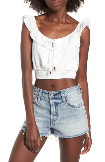 Women's Somedays Lovin Bianco Eyelet Crop Top - White