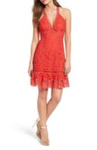 Women's Astr The Label Ruffle Hem Lace Dress - Red