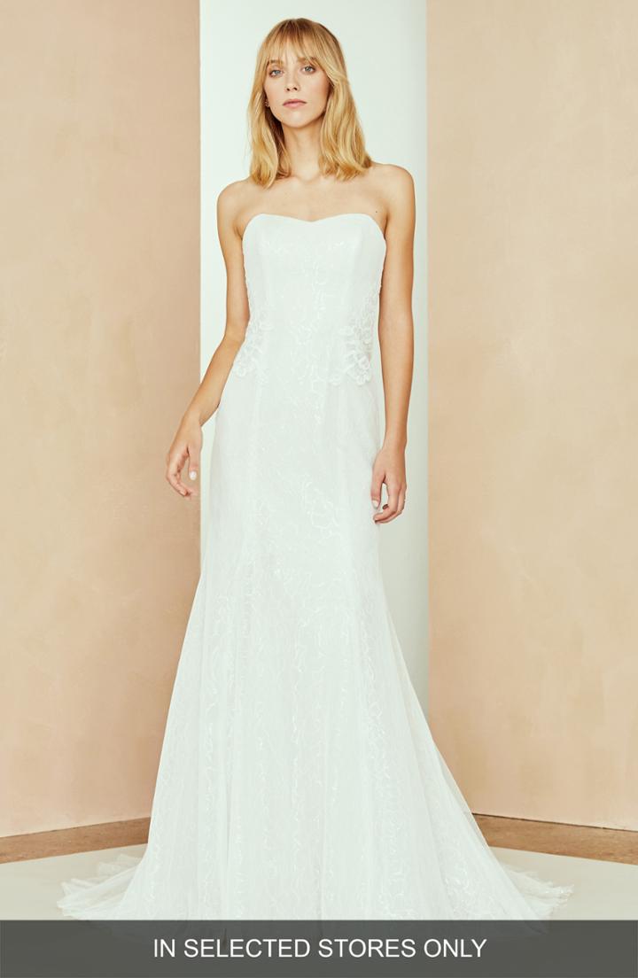 Women's Nouvelle Amsale Noland Strapless Lace Trumpet Gown, Size In Store Only - Ivory