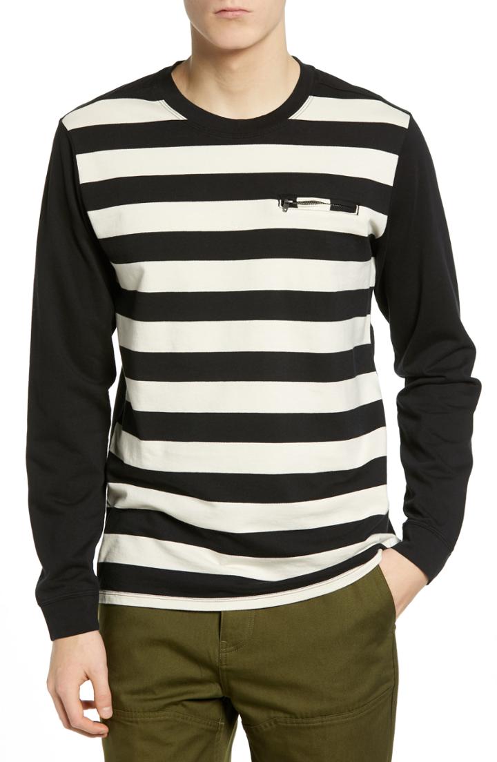 Men's Hurley Moto Striped Long Sleeve T-shirt - Black