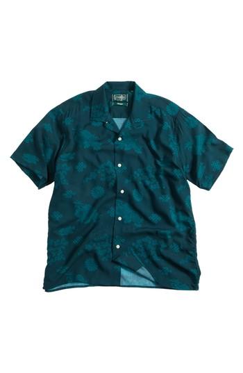 Men's Gitman X The North Face Men's Floral Print Camp Shirt - Green