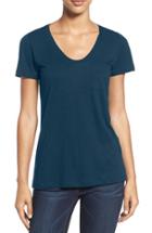 Petite Women's Caslon Relaxed Slub Knit U-neck Tee P - White