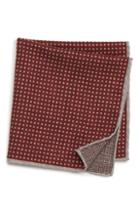 Men's Eleventy Dot Wool & Cotton Pocket Square, Size - Brown