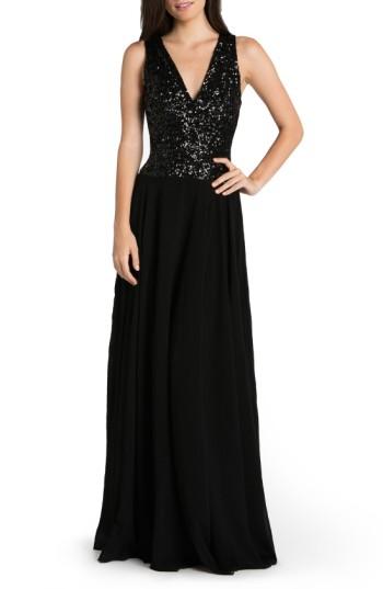 Women's Dress The Population 'caroline' Sequin & Chiffon Gown