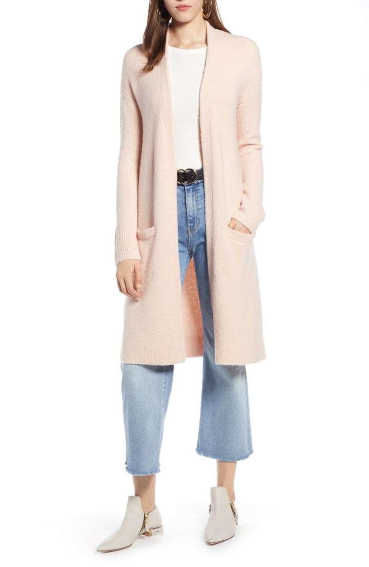 Petite Women's Halogen Long Open Front Cardigan P - Pink