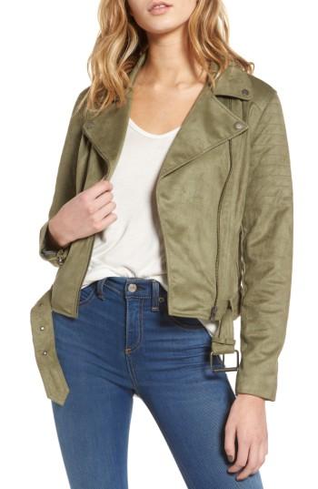 Women's Cupcakes And Cashmere Faux Suede Moto Jacket - Green