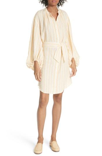 Women's Joie Beatrissa Balloon Sleeve Stripe Linen Shirtdress - Yellow