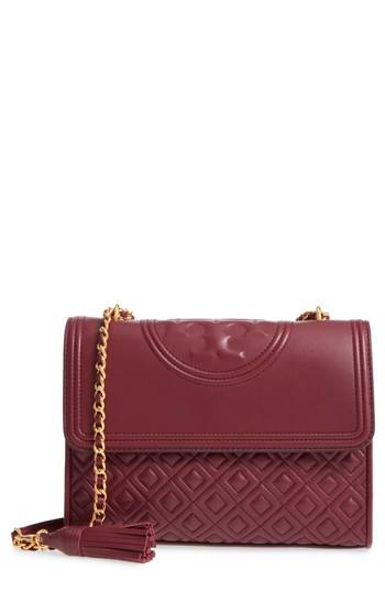 Tory Burch Fleming Quilted Lambskin Leather Convertible Shoulder Bag -