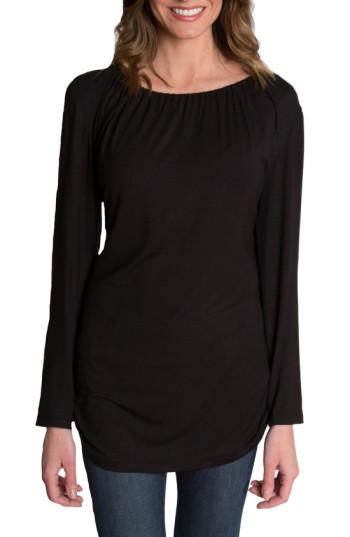 Women's Udderly Hot Mama 'luxe' Long Sleeve Nursing Tee - Black