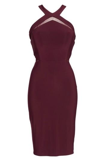 Women's Morgan & Co. Mesh Inset Sheath Dress /2 - Red