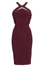 Women's Morgan & Co. Mesh Inset Sheath Dress /2 - Red