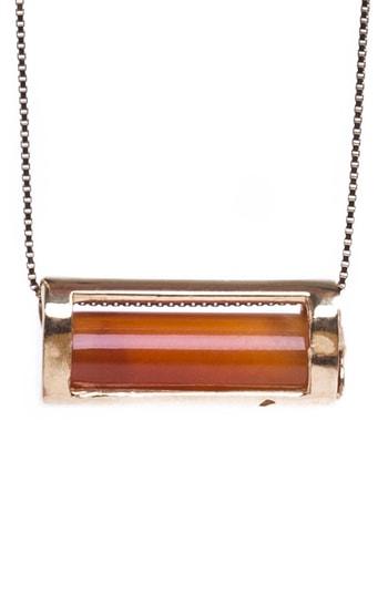 Women's Conges Courage & Vitality Carnelian Barrel Pendant Necklace