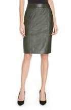 Women's Reiss Kara Leather Pencil Skirt Us / 6 Uk - Green