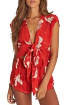 Women's Billabong Flyin High Print Tie Front Top - Red