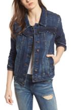 Women's Sts Blue Ruffle Trim Boyfriend Denim Jacket - Blue