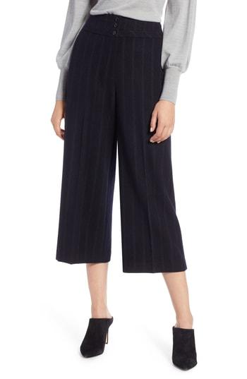 Women's Halogen Stripe Wide Leg Crop Suit Pants