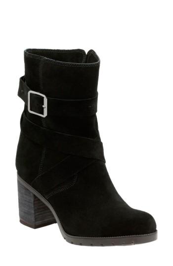 Women's Clarks 'malvet Doris' Moto Boot W - Black