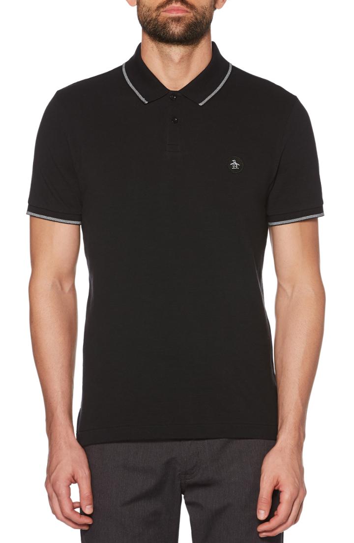 Men's Original Penguin Daddy-o Tipped Pique Polo, Size - Black