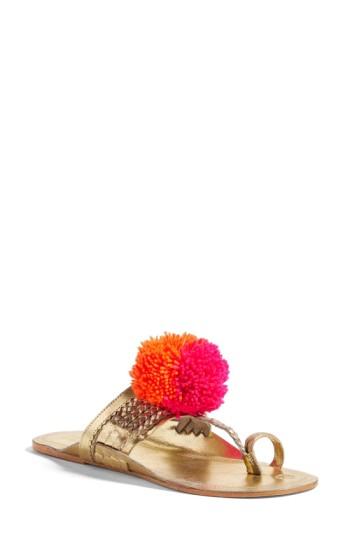 Women's Figue Pompom Thong Sandal - Metallic