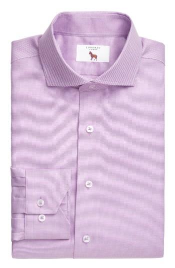 Men's Lorenzo Uomo Trim Fit Houndstooth Dress Shirt .5 - 32 - Purple