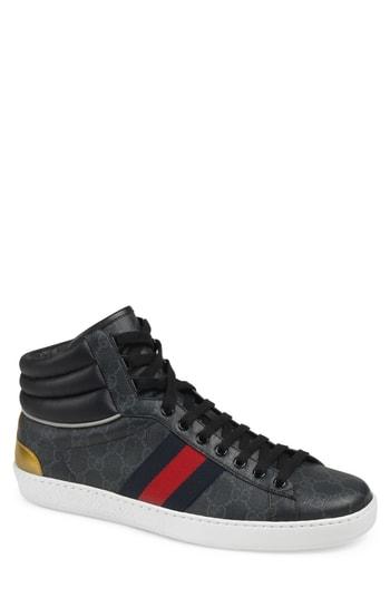 Men's Gucci New Ace High Gg Supreme Sneaker Us / 5uk - Black