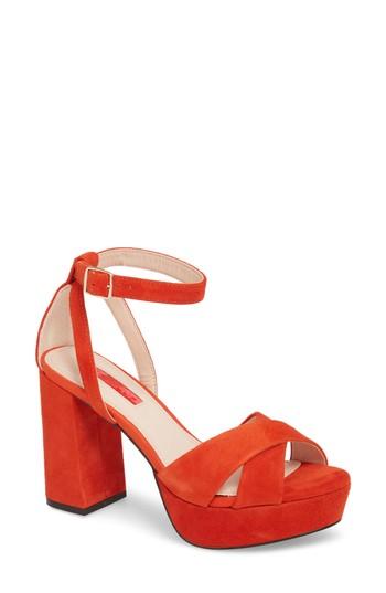 Women's Topshop Leah Cross Strap Platform Sandal .5us / 38eu - Orange