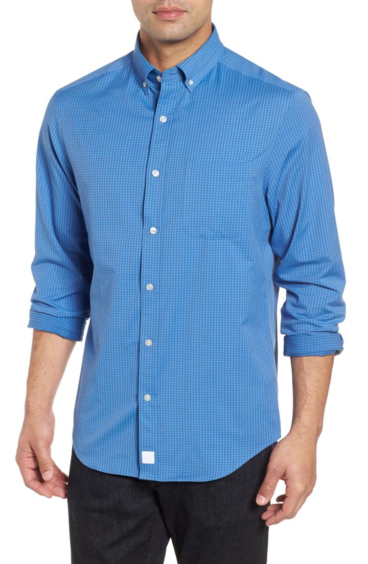 Men's Vineyard Vines Mink Meadow Regular Fit Check Sport Shirt, Size - Blue