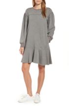 Women's Caslon Ruffle Hem Cotton Blend Sweatshirt Dress - Grey