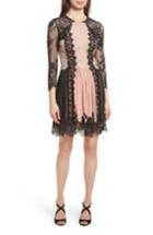 Women's Alice + Olivia Kaylen Mixed Lace Dress - Black