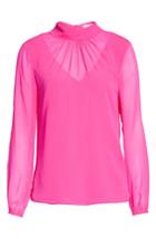 Women's Ted Baker London Ruched Silk High Neck Blouse - Pink