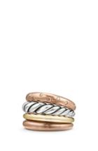 Women's David Yurman Pure Form Mixed Metal Four-row Ring With Diamonds, Bronze & Silver, 17.5mm
