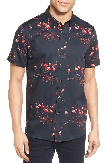 Men's Ted Baker London Extra Trim Fit Flamingo Print Sport Shirt